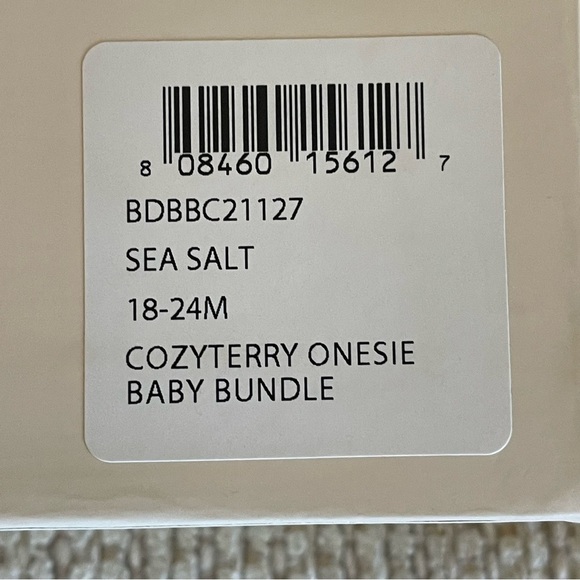 Barefoot Dreams Beach Cozy Terry Onesie Baby Bundle Color is Sea Salt NWT - Picture 6 of 7